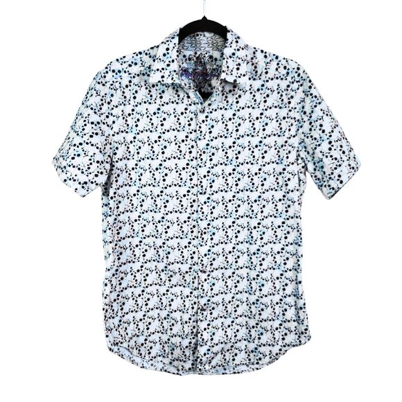 ROBERT GRAHAM Skull Print Button-Down Small Men's Short Sleeve Casual Shirt Top - Picture 2 of 7